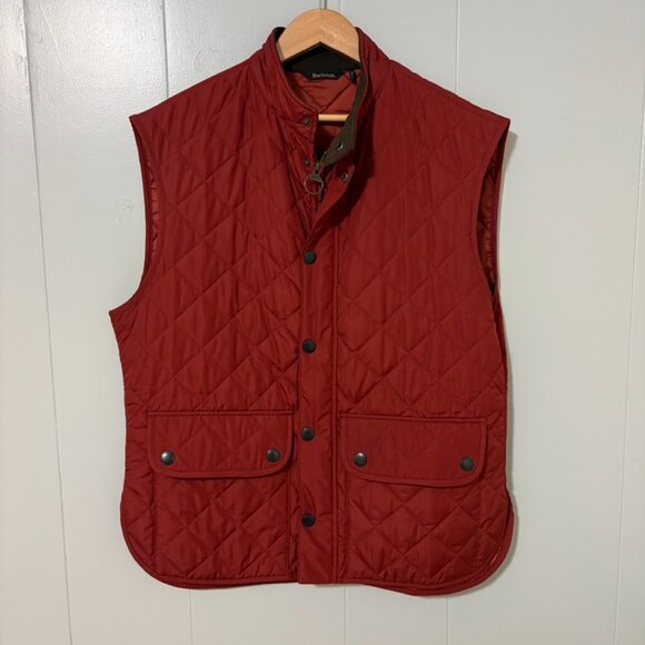 Barbour Lowerdale Quilted Gilet Vest XL Burgundy Burnt Orange Zip Lightweight - Picture 2 of 14